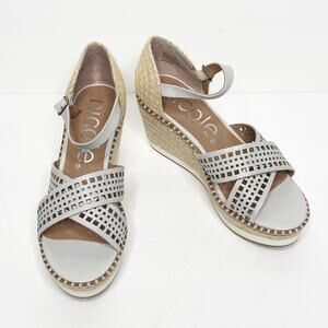 NICOLE Jozana Espadrille Wedge Sandal Ankle Strap Dove Grey Womens Size 8M New